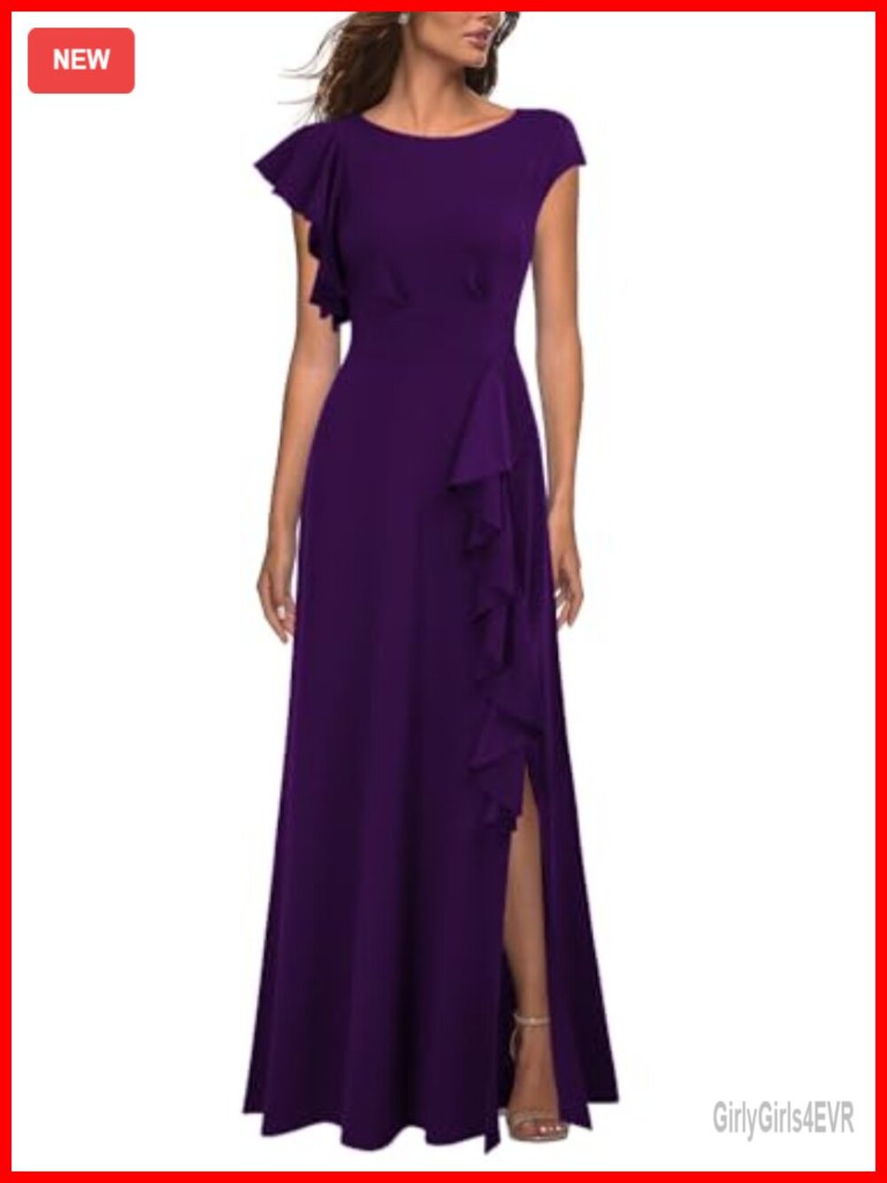 Sleeveless Split A-Line Maxi Dress Ruffle Cocktail Party Formal